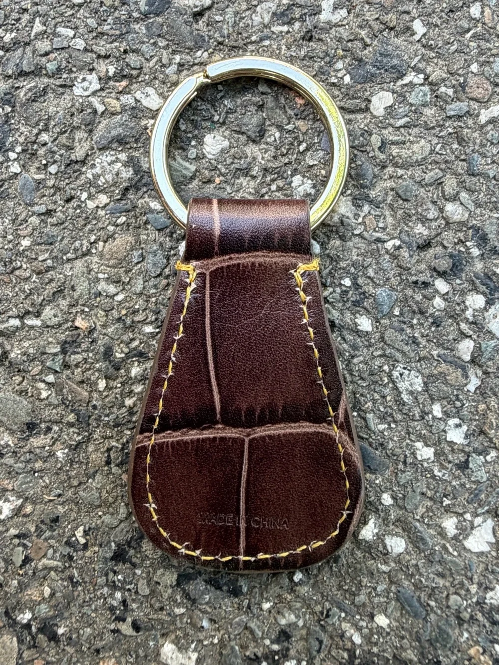 Dooney & Bourke Dark Brown Leather Key Fob with Gold Ring